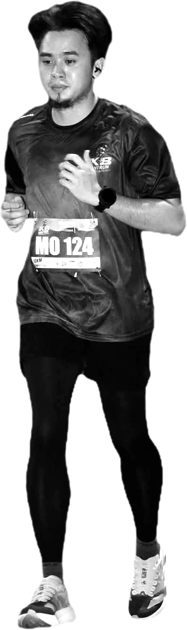 A crew runner at a steady pace